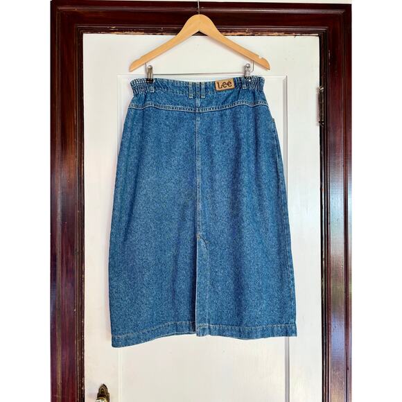 Vintage 90s Denim Jean Midi Skirt (Made in USA)- Size Large - Picture 3 of 5